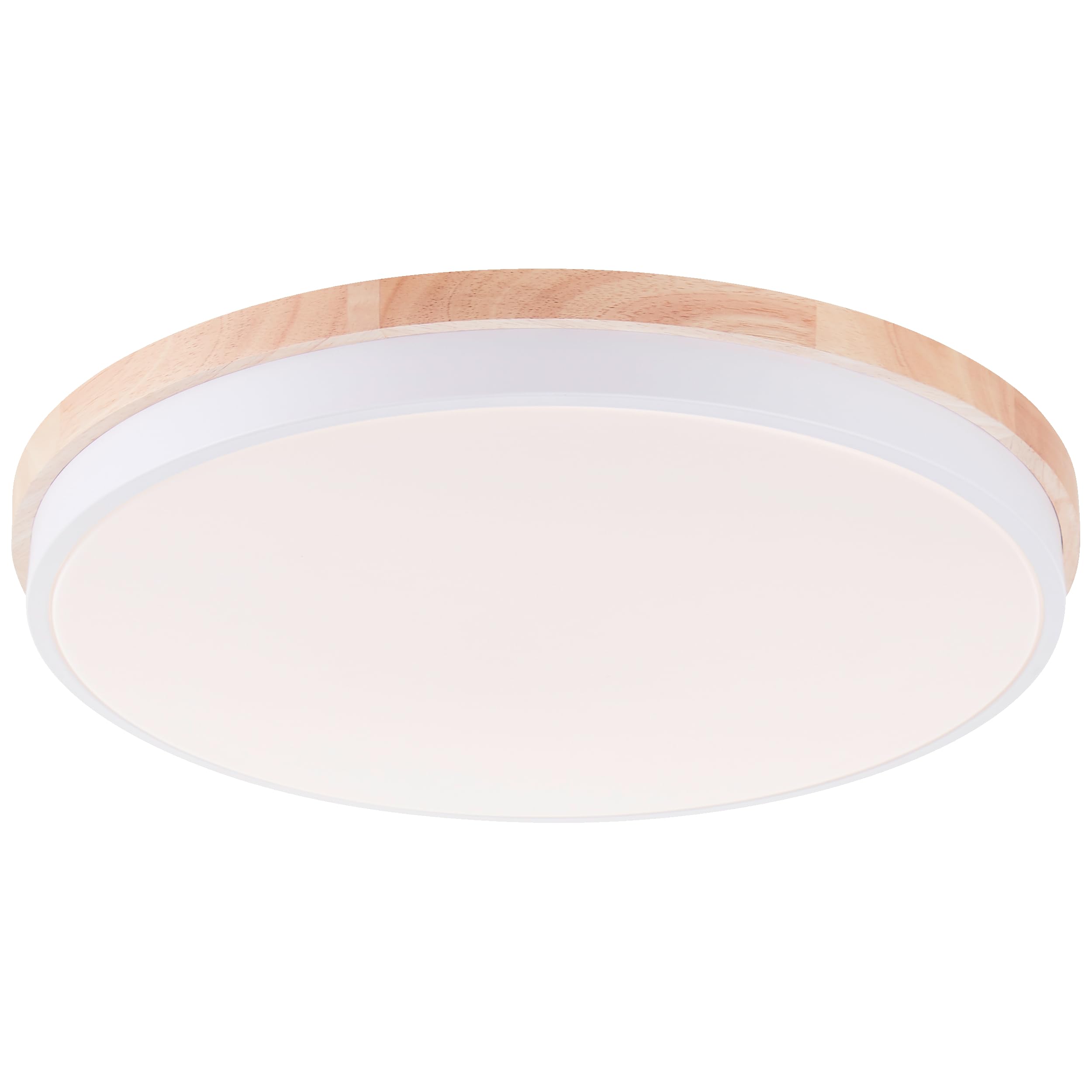 Aplique y plafón LED brillante con mando a distancia y CCT (3000 K - 6500 K) y marco de madera marrón claro de árbol de caucho | Ø 50 cm | 36 W | 4500 lm | fabricado en/plástico/metal/madera