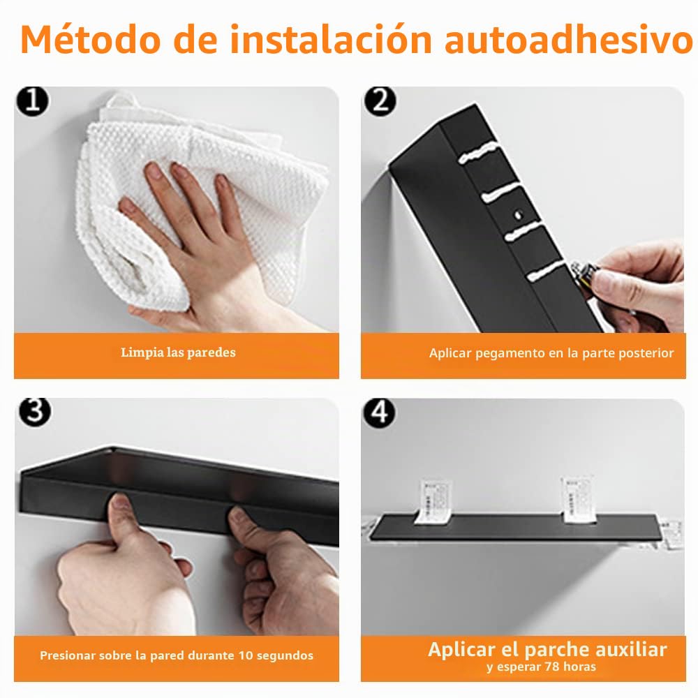 2Piezas Cromo Estanteria Baño Sin Taladro 304 Acero Inoxidable Autoadhesiva Balda Sin Agujeros Antioxidante Organizador Estanteria para Baño Dormitorio Cocina