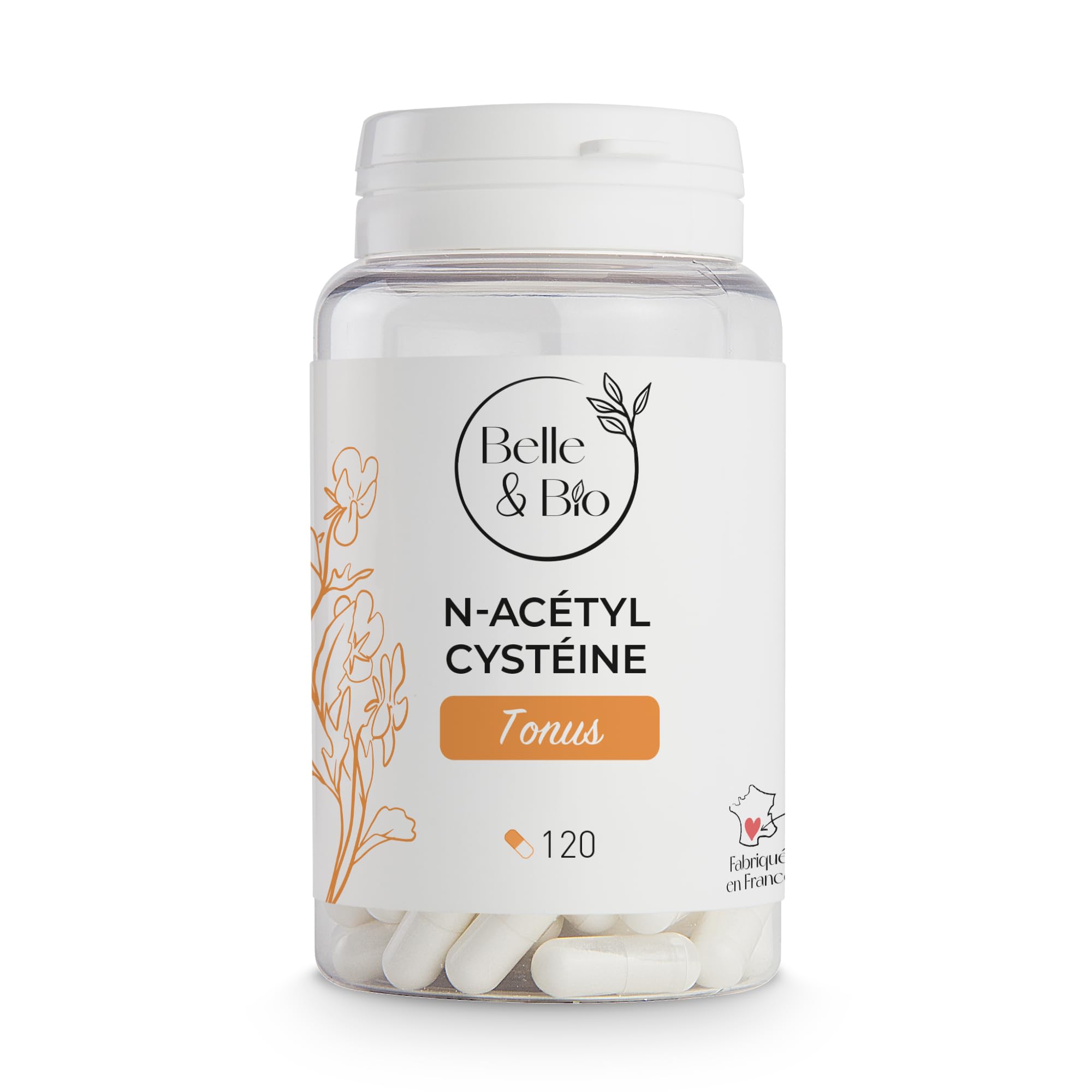 TONUS & SOUTIEN DE L’ORGANISME – N-Acétyl Cystéine – 120 Gélules – Complément Alimentaire BELLE&BIO – Fabriqué en France