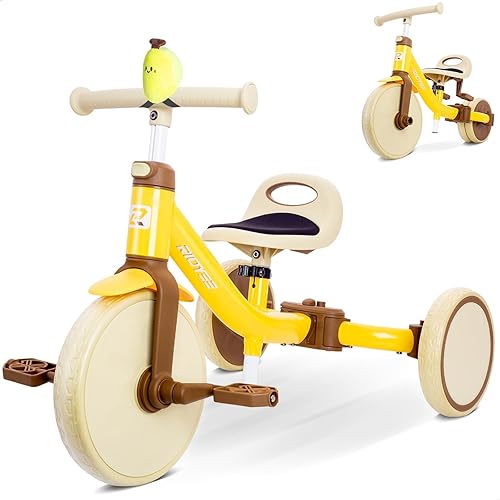Miniatura 7 de Triciclo 5 en 1 para niños pequeños de 1.5 a 3 años, triciclo convertible sin herramientas para equilibrar la bicicleta, cinturón de seguridad,