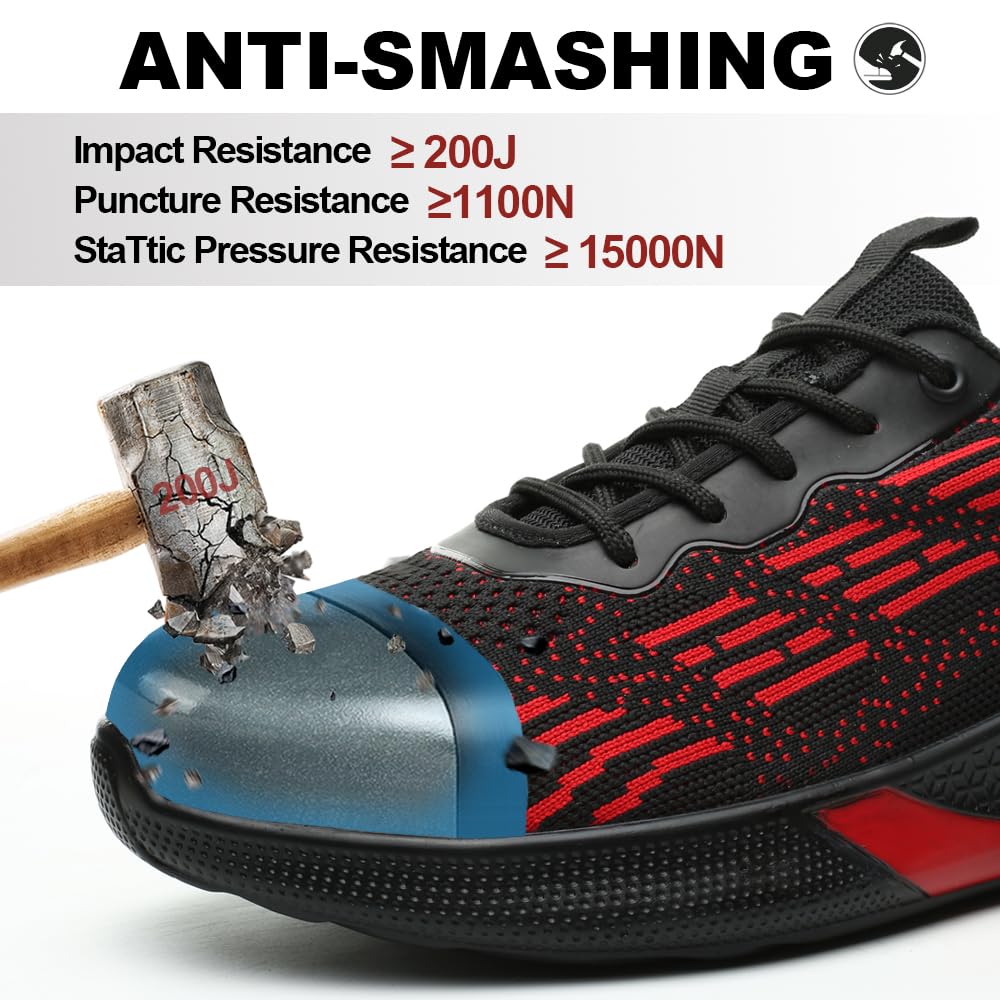Scarpe Antinfortunistiche Uomo Donna Scarpe da Lavoro Leggere con Punta in Acciaio Antiscivolo Scarpe Sicurezza Sportive 36-46EU