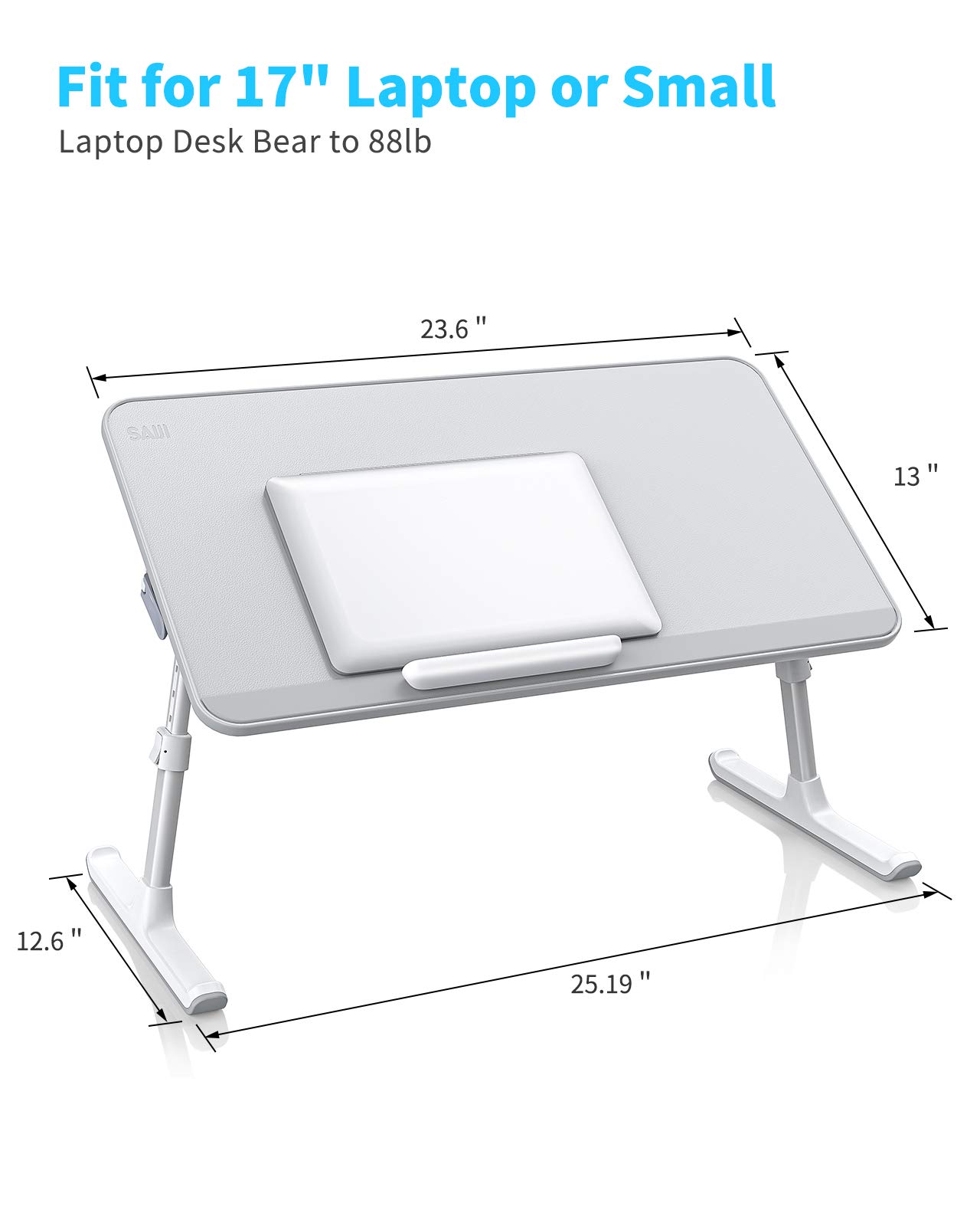 SAIJI Leather Laptop Bed Tray Table, Adjustable Laptop Stand with