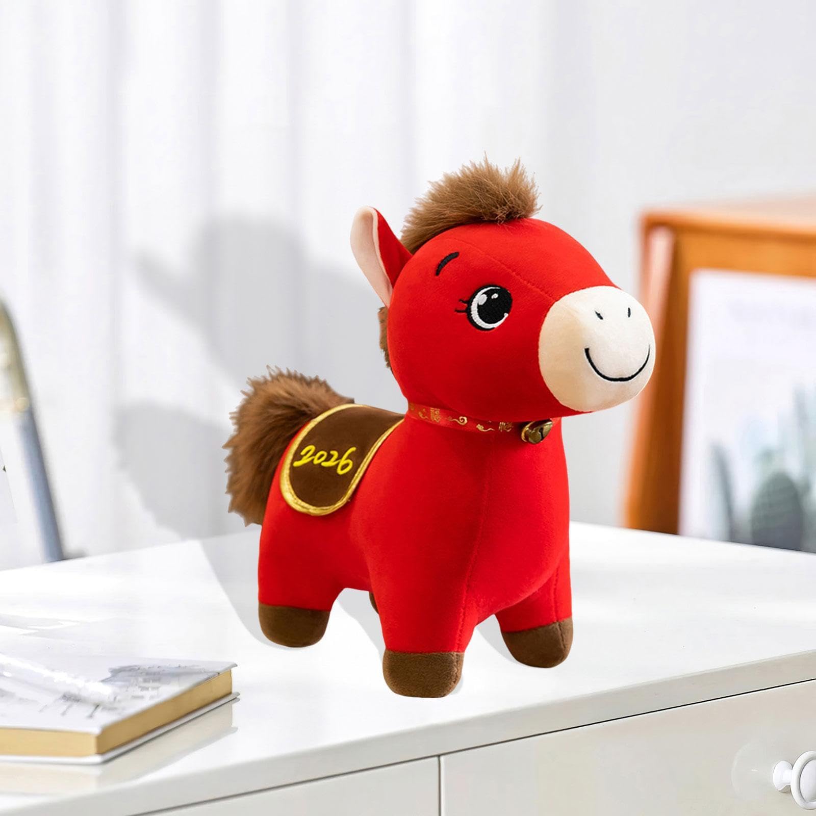Amagogo Plüschpferd als Dekoration zum Chinesischen Neujahr – Bequeme, stehende, weiche Puppe – des Pferdejahres 2026 für Jungen und Mädchen, 50cm