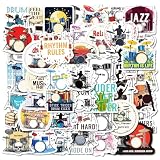 50Pcs Cool Drum Set Stickers,Waterproof Vinyl Aesthetic Music Rock Stickers for Journaling,Laptop,Water Bottle,Planner, Scrapbook,Phone Case,Luggage,Skateboard,DIY Decor for Drummers,Music Lovers