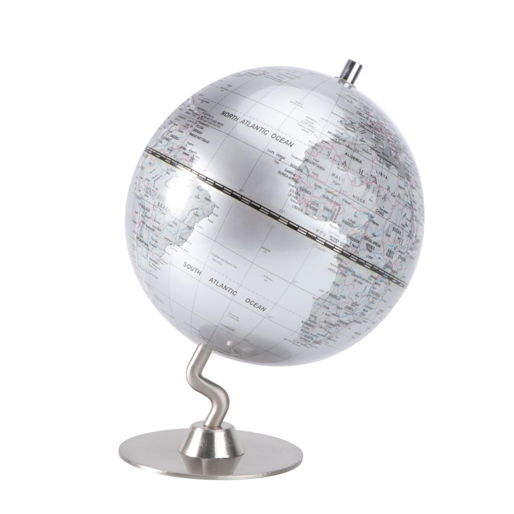 LIOOBO 1pc Retro High Definition Globe with Stand Educational World Map for Teaching for Home Office Classroom Decoration Students Silver