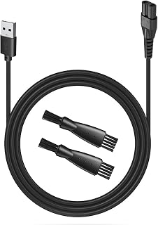 uijino USB Charging Cable Compatible with OLOV Trimmer, 5V Charger for OLOV Electric Groin Hair Trimmer OLOV Bikini Trimmer Women Ball Trimmer Men Electric Shaver, 2 Cleaning Brush, 3.9ft Power Cord