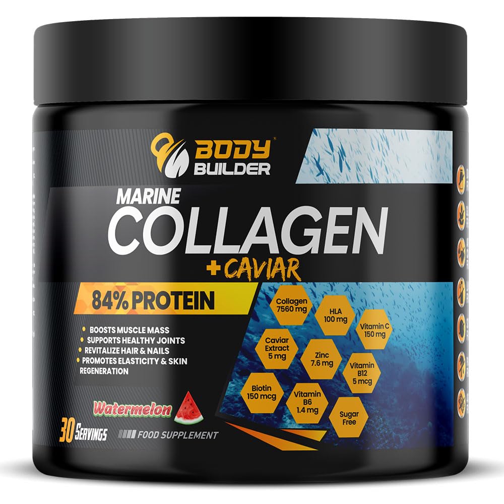 Marine Collagen with Caviar -For Optimal Performance, Enhance Strength & Speed Up Recovery (30 Servings, Watermelon)
