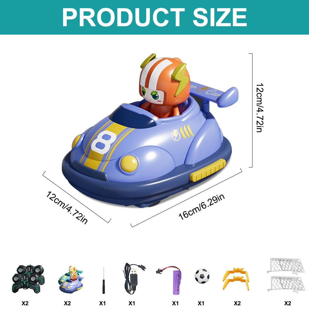 Auto scooter telecomandato per bambini, 2 pezzi RC Bumper Car, auto scooter telecomandata per bambini con luce LED e musica, controllo remoto a 360°, regalo per bambini, ragazzi e ragazze