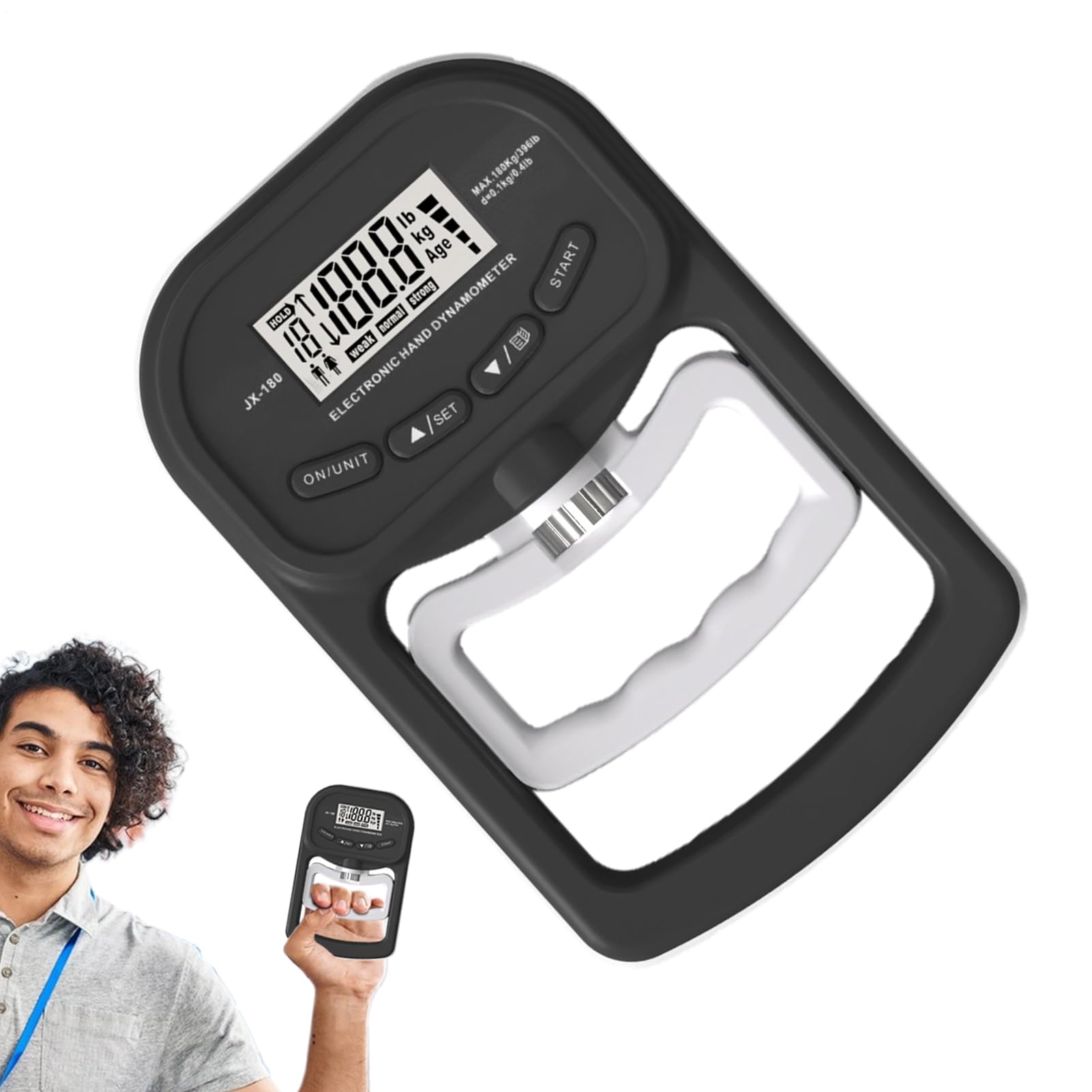 Griffkrafttrainer – Handkraft-Tester – Handkraftprüfer, tragbar, batteriebetrieben, intelligenter Gedächtnistrainingszähler mit komfortablem Griff für Sport