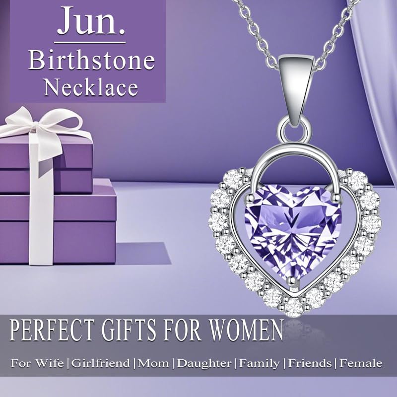 HeartMelody Heart Necklaces for Women 18K White Gold Plated Birthstone CZ Love Heart Pendant Necklace Adjustable Chain Jewelry Necklaces Birthday Gifts Present for Wife Her - Image 3