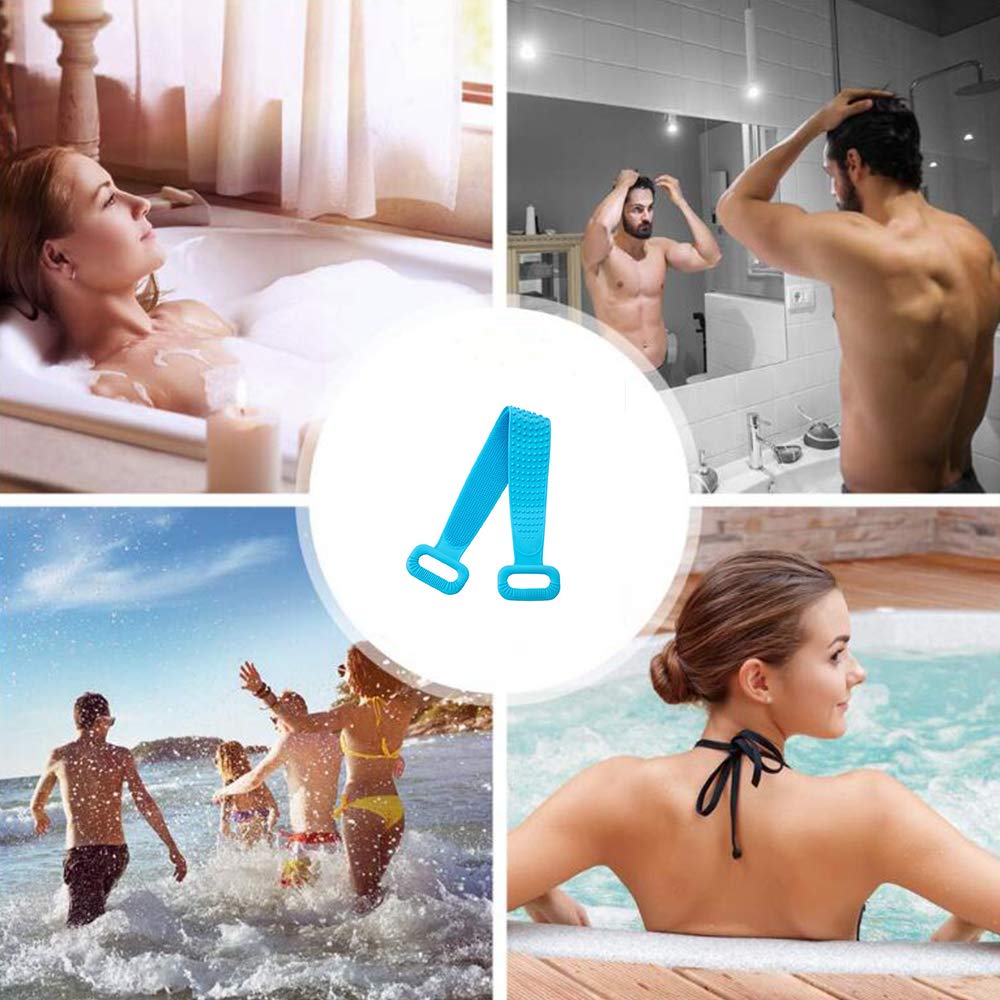 Silicone Bath Body Brush, Exfoliating Long Double Side Silicone Body Back Scrubber, Bath Shower Towel for Men and Women - Lathers Well & Skin-Friendly (30inch Blue) : Beauty & Personal Care