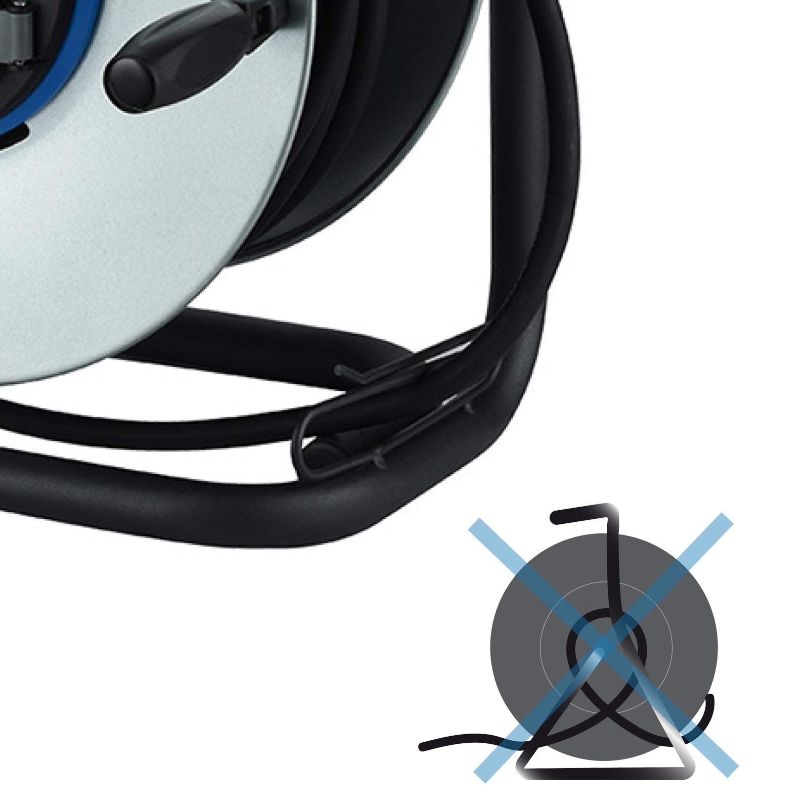 Electraline 208685 - Avvolgitore elettrico professionale impermeabile IP44 cåble 40 m in gomma 3G2.5m㎡ per cantiere in metallo, 4 prese con guida per il cavo, nero