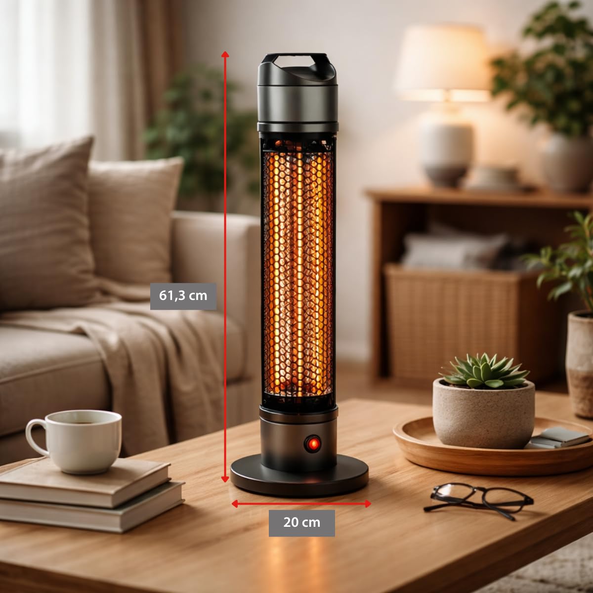 alpina Infrarotheizung TBH800 - Infrarot Heizstrahler 800W - für Innen und Außen - Elektroheizkörper Freistehend - Terrassenheizer - Zeltheizung - IP44 Zertifiziert - Schwarz