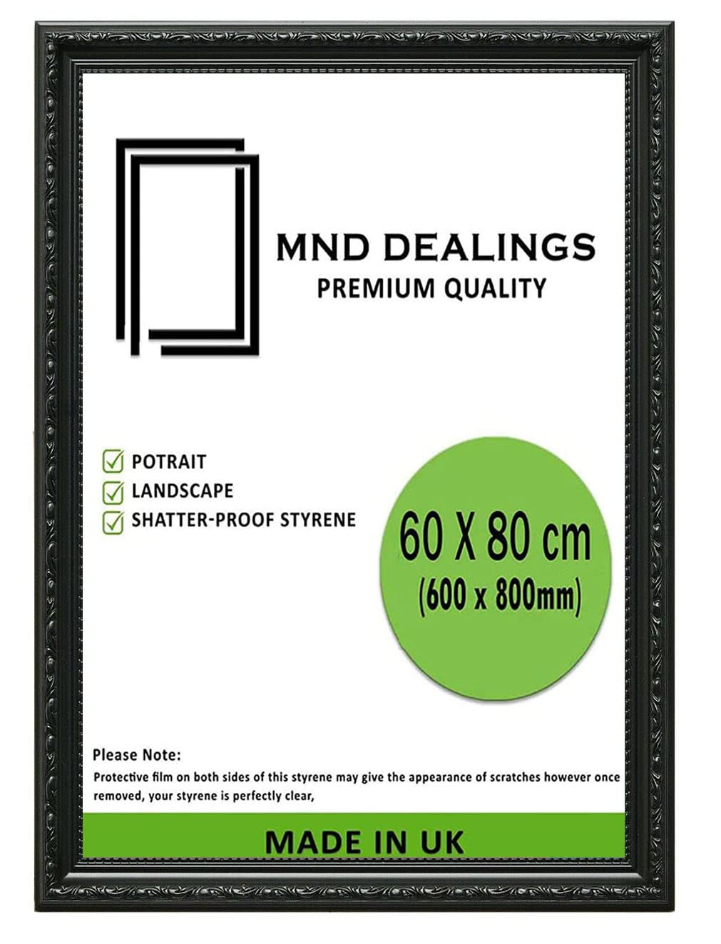 MND Dealings Antique Vintage Ornate Shabby Chic Black 80X60 CM (31.5X23.6) Poster Frame| Various Sizes Frame for Wall Gallery Art Photo Frames Display |For Gift Sleek Home Décor