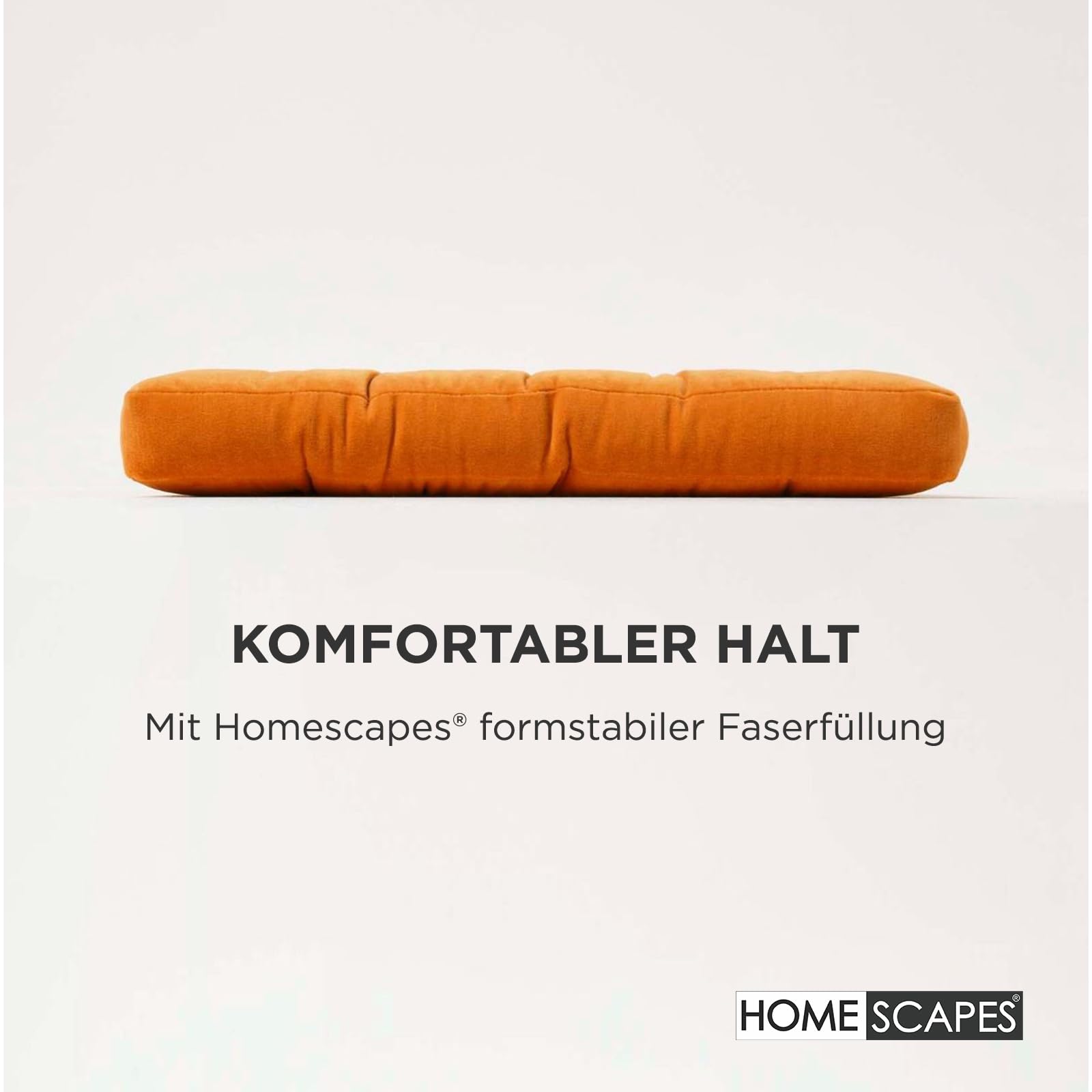 Homescapes 4er Set Sitzkissen Samt orange – Stuhlkissen 40x40 mit Bändern, Sitzauflagen Baumwollsamt, bequem, weich & Oeko-TEX-Zertifiziert