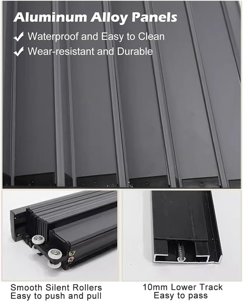 Aluminum Accordion Folding Door, Waterproof Retractable Sliding Door with Lock for Interior Use, Heat Insulation, Ideal for Bedroom, Bathroom, Kitchen, Office (Gray Right, 760x2030mm)