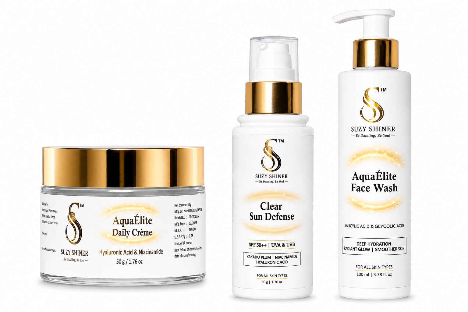 AquaÉlite Face Wash 100ml, Daily Crème Moisturizer 50g & Clear Sun Defense SPF 50++ Sunscreen 50g Combo | Cleansing, Hydration & Sun Care Routine Set Lightweight Formula All Skin Types-image-10