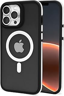 جراب حماية مضاد للصدمات مع لمسات بلون أسود وحماية عدسة الكاميرا متوافق مع الشواحن اللاسلكية لموبايل ايفون 13 برو ماكس من زادوس، لون أسود مطفي شفاف