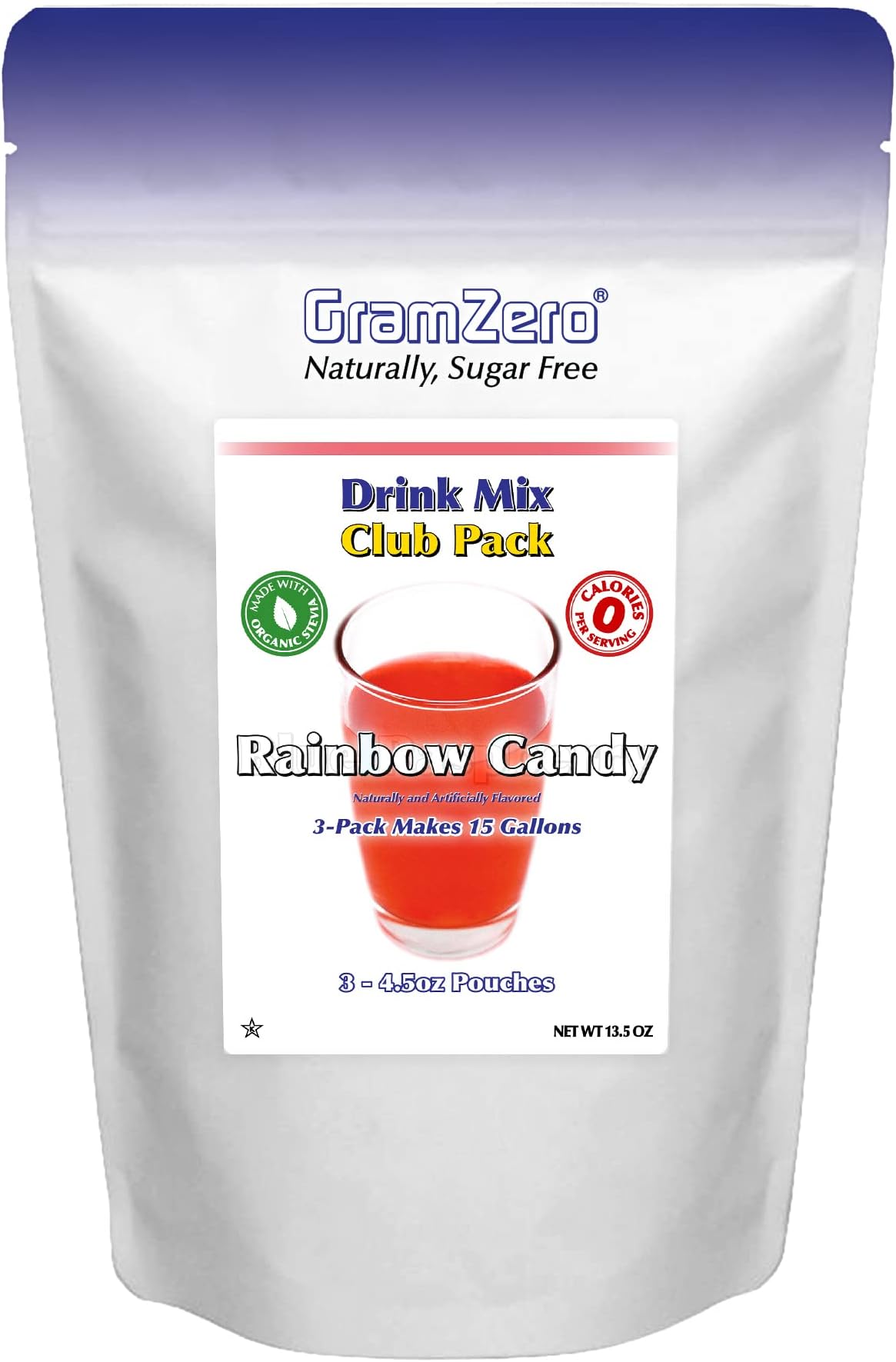 GramZero Rainbow Candy Zero Calorie Sugar Free Drink Mix, Great For Nutrition Club Loaded Teas, Stevia Sweetened