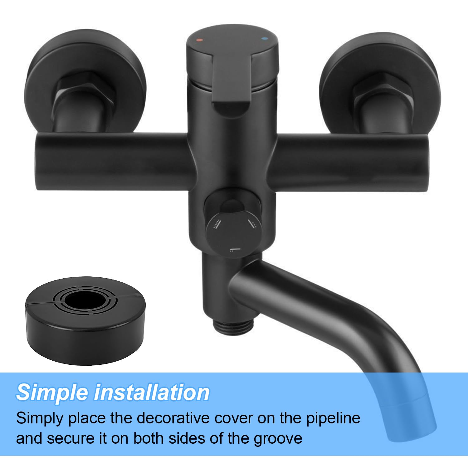 4 Piezas Embellecedor Grifo Ducha, Tamaño Ajustable Embellecedores Tubos Calefaccion, Negro Embellecedor Ducha Adecuado para TuberíAs de Gas, TuberíAs de Agua y Radiadores (1)
