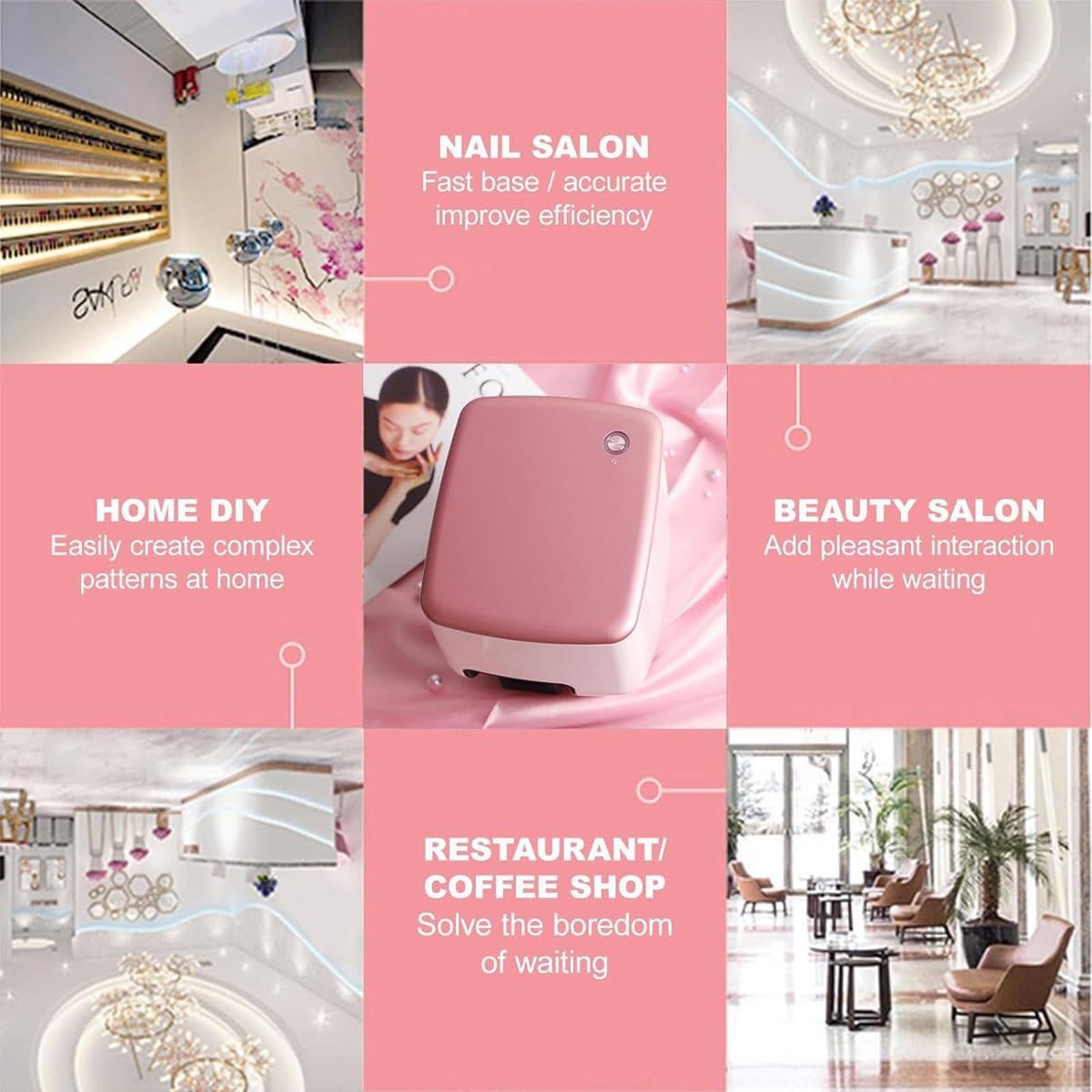 3D Nail Printer Machine,Mini Color Nail Painting Machine with App Control/Identifying Nail Edges,DIY Any Photos/Cartoons/Texts Pattern Printing,1200dpi Printing Resolution,for Nail Studio