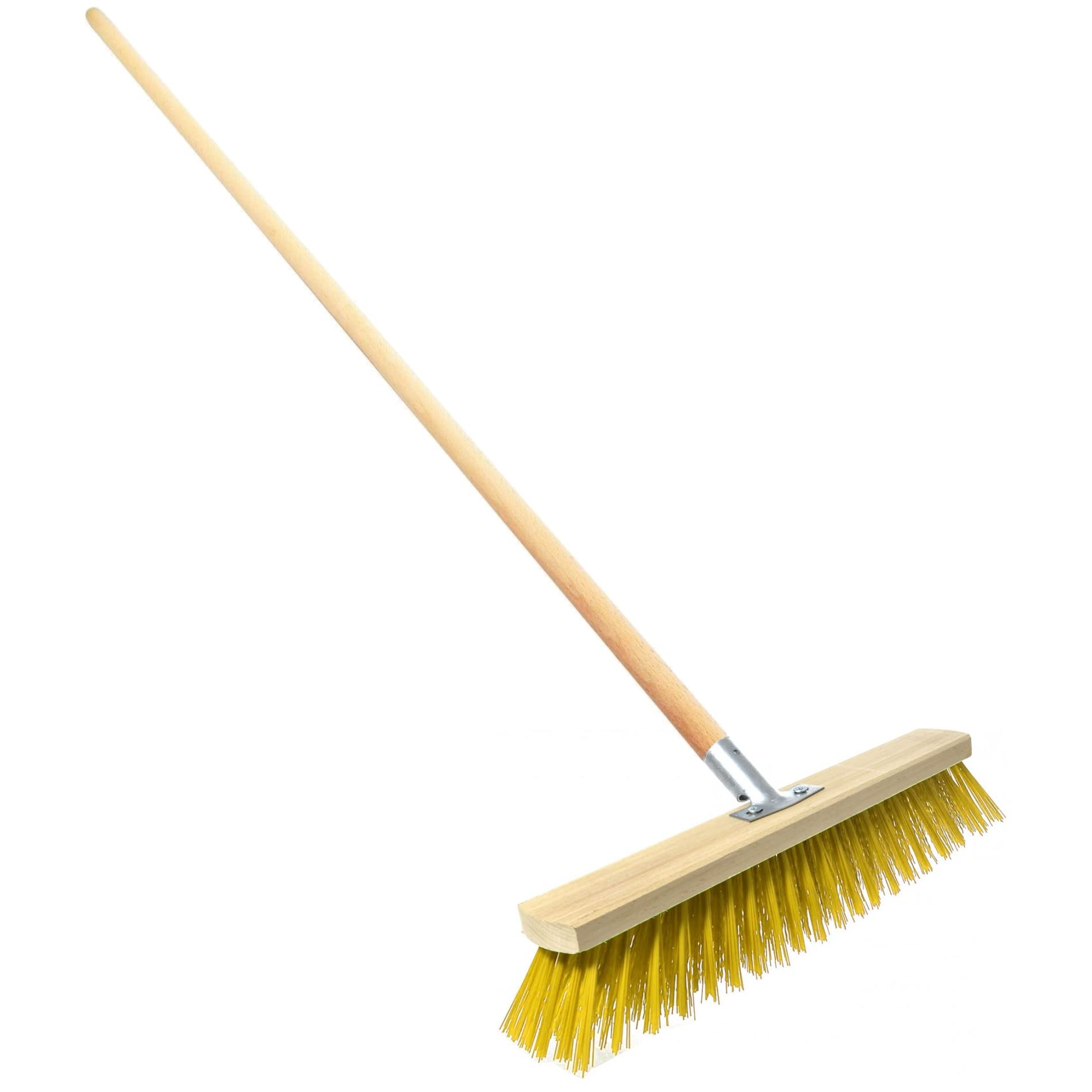 Heavy Duty Garden Broom with Handle, Outdoor for Wet & Dry Surfaces, 32″ Synthetic Hard Bristle Sweeping Brush with Metal Bracket for Cleaning Gardens, Yards, Patios, Deckings, Driveways (Yellow) — image 1