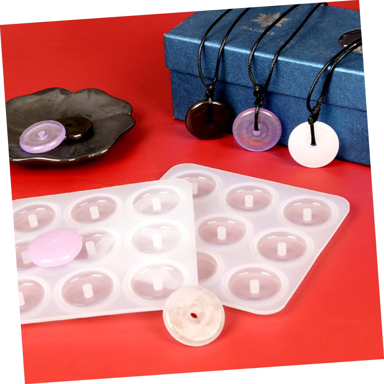 4 Set Mold Silicone Flessibile Per Pendenti Collana Per Creazioni Fai Da Te Per Gioielli E Decorazioni 2 Pezzi*4