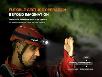 Fenix HL45R 1000 Lumen Zoomable Headlamp, USB-C Rechargeable, 3X AAA Dual Fuel, Gesture Sensing, Adjustable Focus with Floodlight,Spotlight, Red Light and Organizer