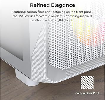 MONTECH X5M High Airflow Micro-ATX Mid-Tower PC Case, 4 ARGB Fans, White | 405mm GPU Support, 360mm Radiator Support, Mesh Panel, Tempered Glass, USB-C, Up to 9 Fans, Dust Filters