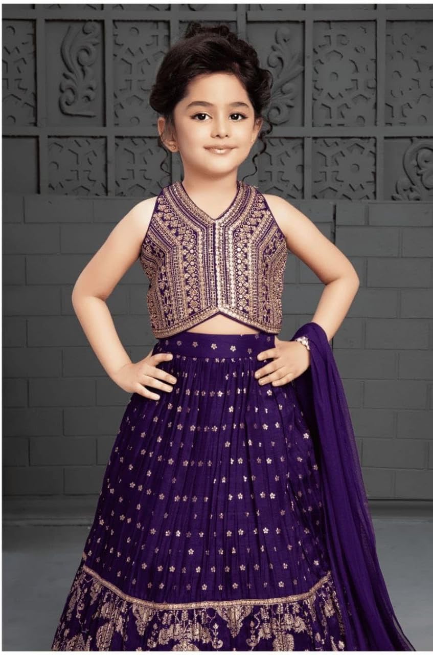 disson Purple Lehenga Choli Set Indian Wedding Dress Ethnic Party Wear For Girls