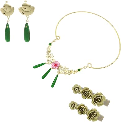 Maomao Cosplay Earrings Necklace Hairpin Set Cosplay Hair Accessories Set | Apothecary Diaries Cosplay Hair Accessories Set Made of Alloy Light and Comfortable,for Mao Mao Anime Cosplay
