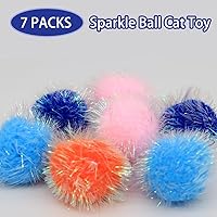 Vista 4 de Cat Balls Toy, Kitten Ball Soft Cat Pom Pom Sparkle Fuzzy Balls Without Bells 14 Pcs