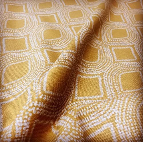 Art Deco Rhombus Damask Diamond Print Fabric Floral Cotton Material for Curtains Upholstery Home Decor, 140cm Wide Canvas