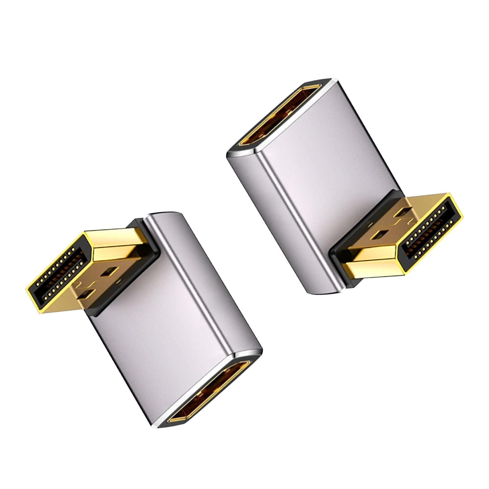 Duttek 8K 90 Degree Display Port 1.4 Adapter, Displayport Extender Adapter 32.4Gbps, Down Angle DisplayPort Male to Female Adapter (8K/60Hz, 4k/144Hz) for PC, Laptop 2Pack