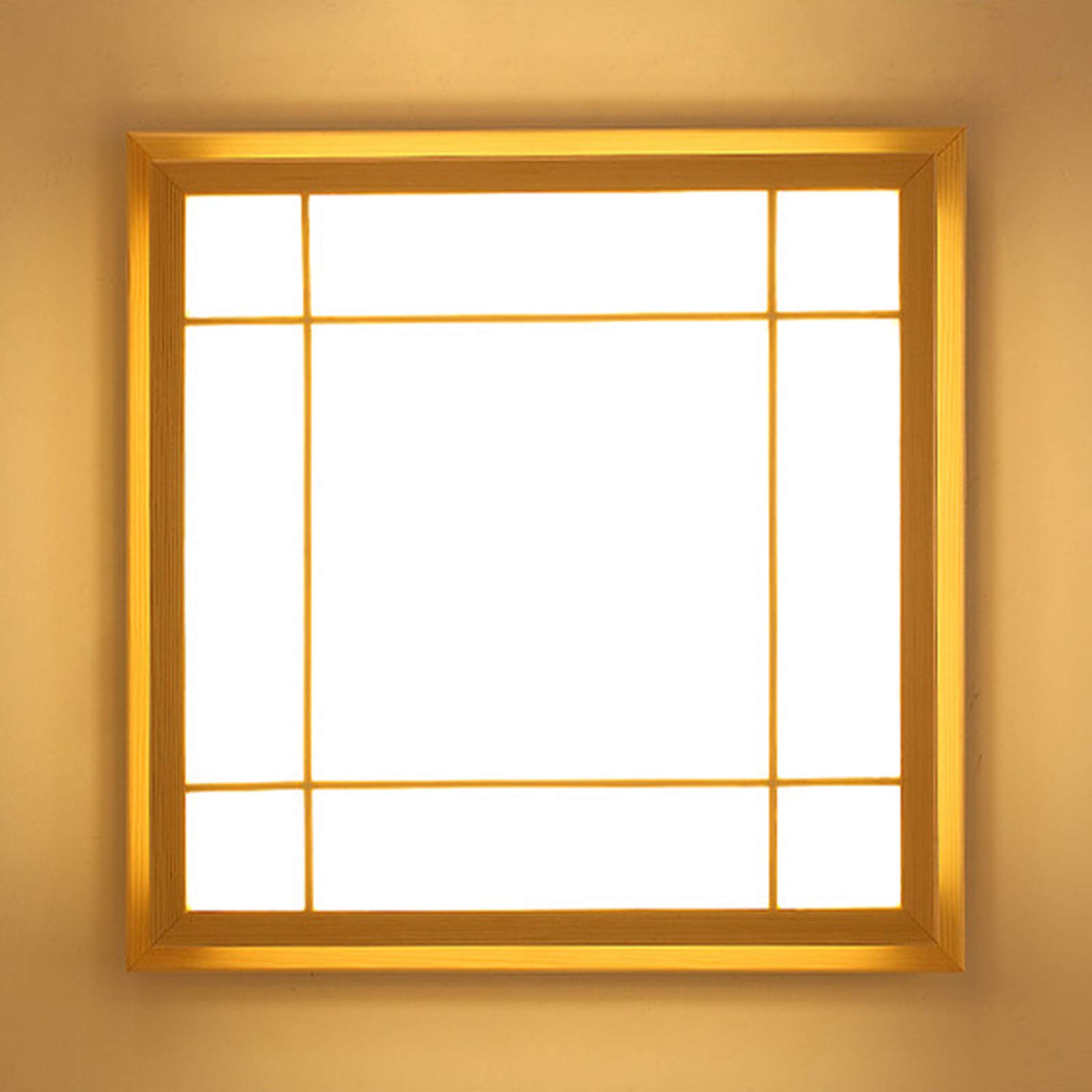 Lampada da soffitto in legno giapponese a LED quadrata lampadario camera da letto soggiorno lampada paralume in imitazione pelle di pecora PVC plafoniere 16W, calda