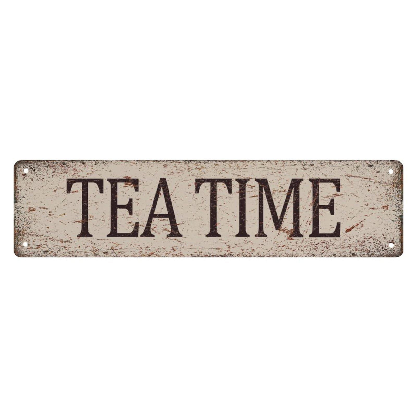 Road Sign Tea Time Metal Sign Vintage Rustic Lake Beach House Cottage Cabin Cave Wall Decor 4x16 Inch