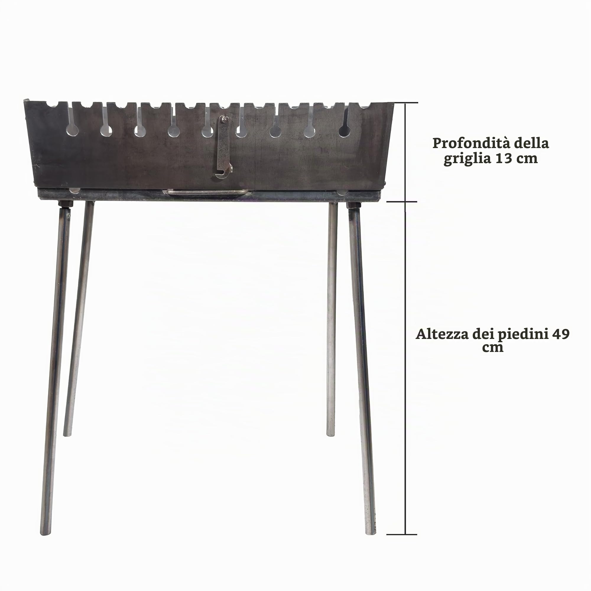 Mangal, barbecue a carbonella, pieghevole, in acciaio da 2 mm, per 10 spiedini, portatile, per campeggio, giardino, picnic e viaggi