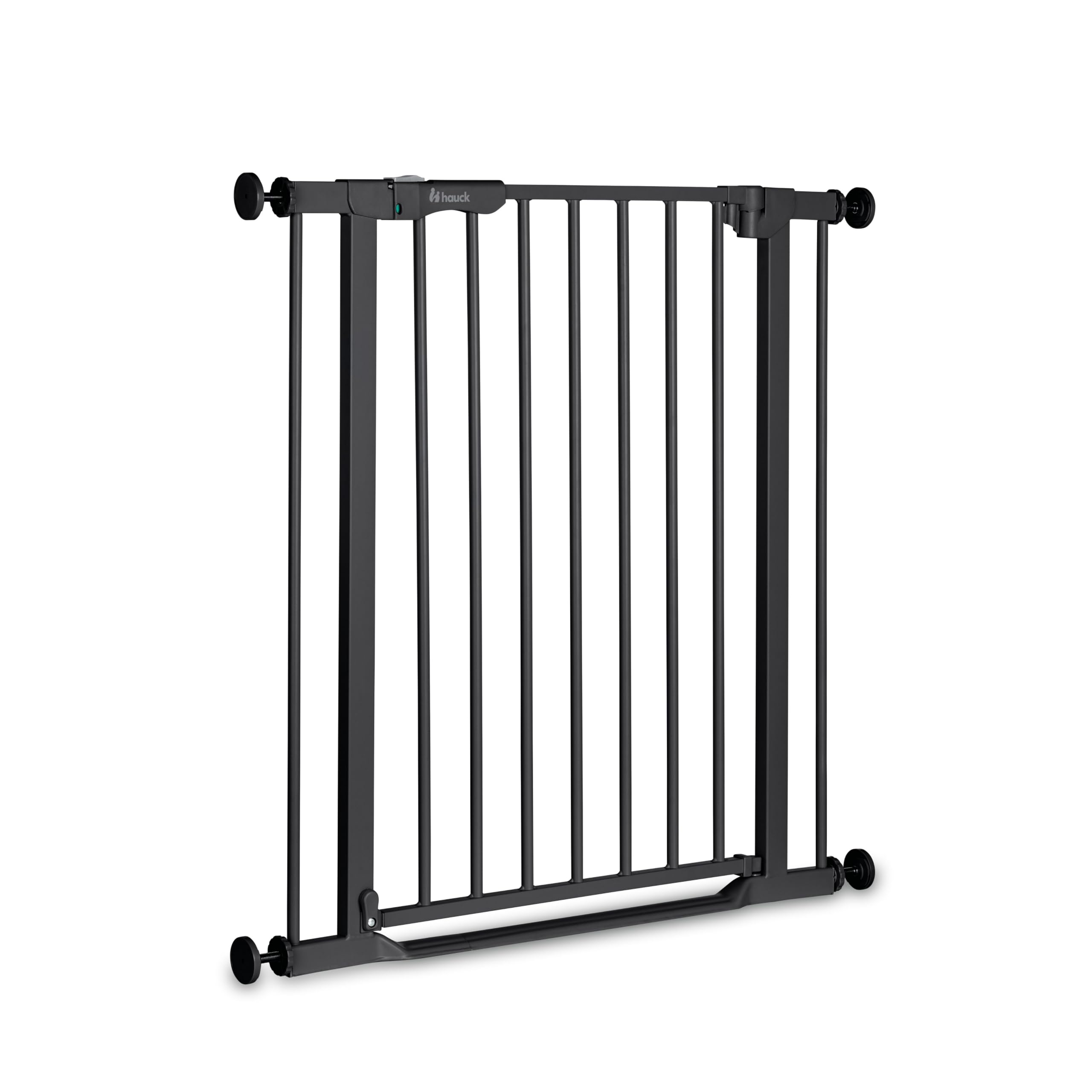 Hauck Clear Step Autoclose 2, Schwarz - Kinderschutzgitter Hundegitter Verstellbare Breite 75-80cm, 77cm Hoch, Selbstschließend, Flacher Einstieg, Beidseitige Einhand Öffnung, ohne Bohren