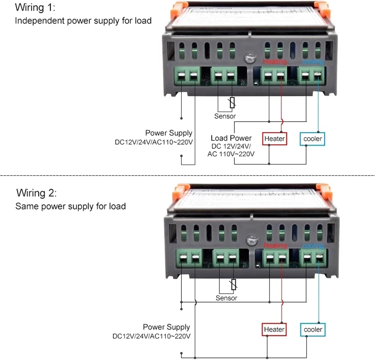 STC-3000 LED Digital Microcomputer Temperature Controller, 'C/'F Display Thermostat AC220V DC12V Heating Cooling Thermoregulator(DC 12V)