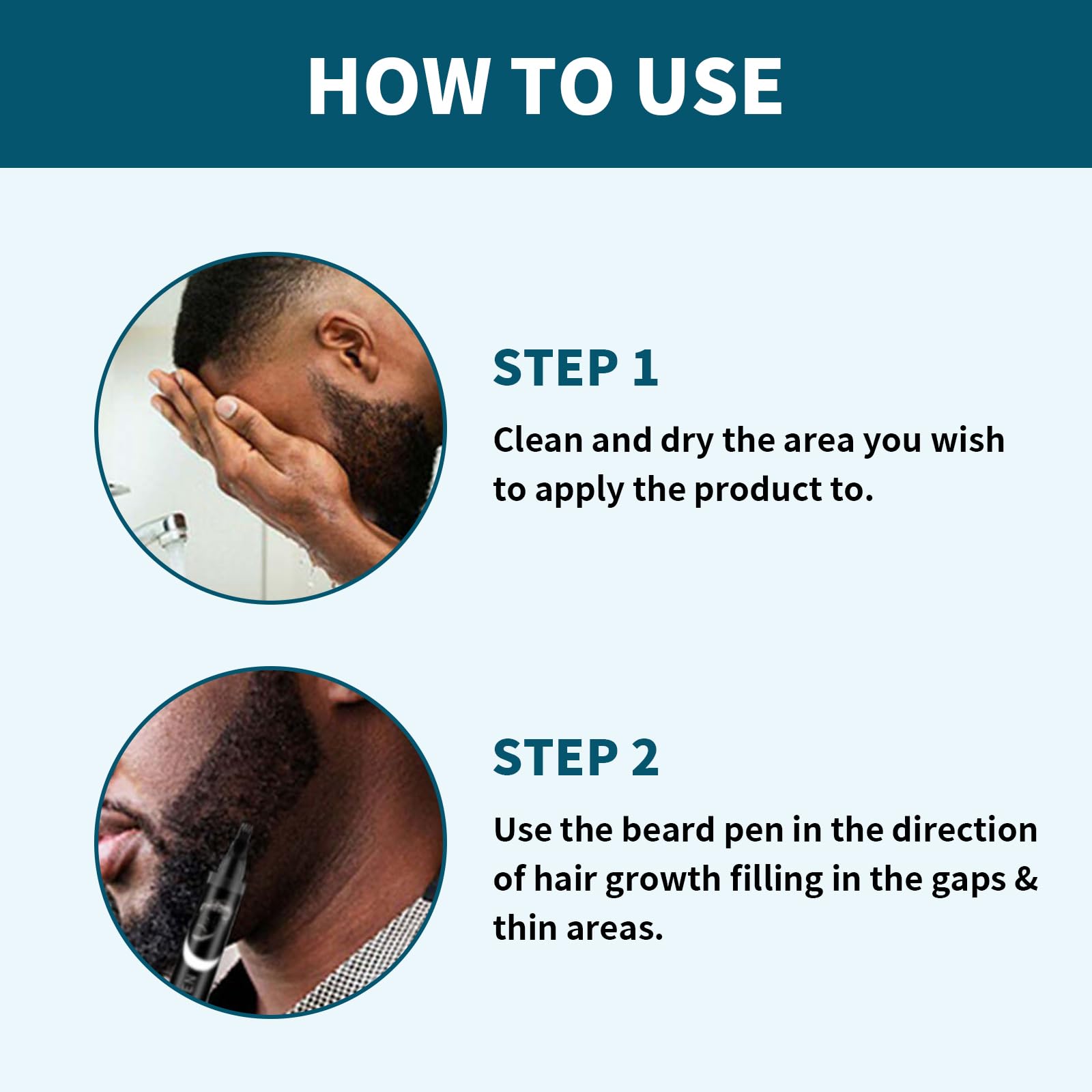 XdealCozyxc 4 matite da barba da uomo, penna per barba facile e impermeabile (nero)