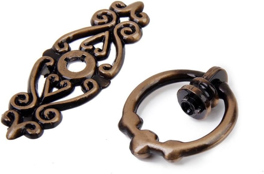 ULTNICE 10pcs Vintage Pull Handle Knobs For Kitchen Cabinet Cupboard Dresser Door With Drawer Ring (Antique Brass)