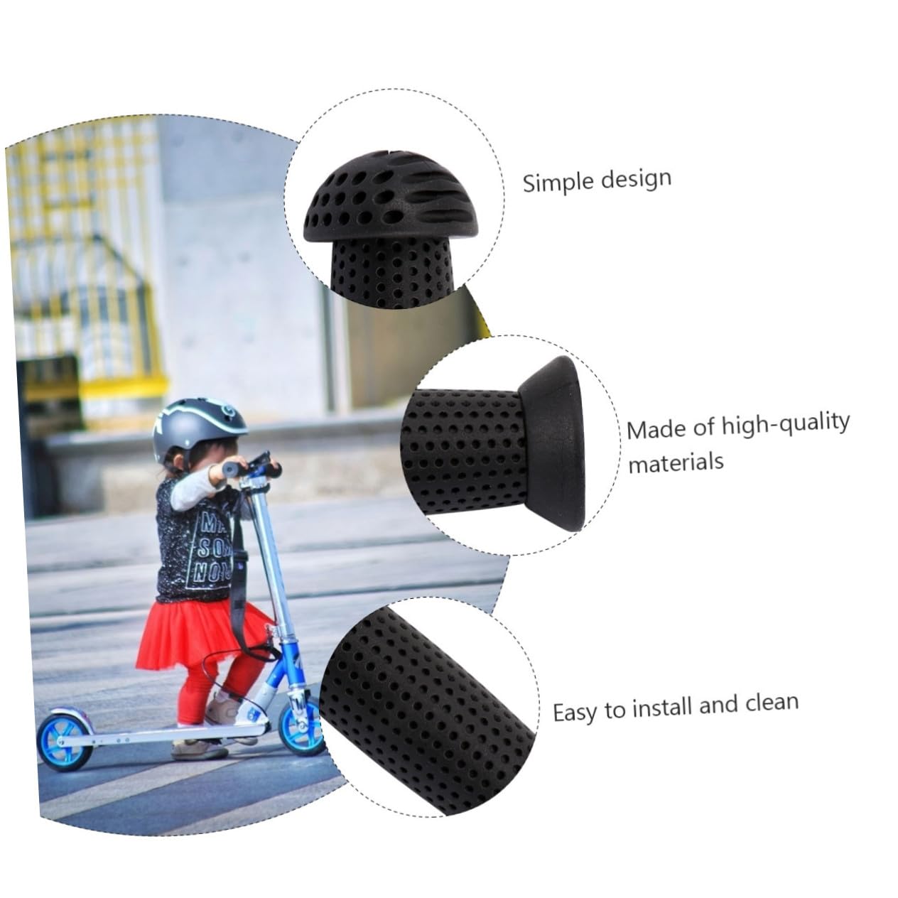 Gatuida Poignée De Vélo Poignées De Guidon De Vélo Accessoires Couvre-guidons Extrémités De Barre Guidoline Vélo Enfants Manchons De Guidon Black Caoutchouc
