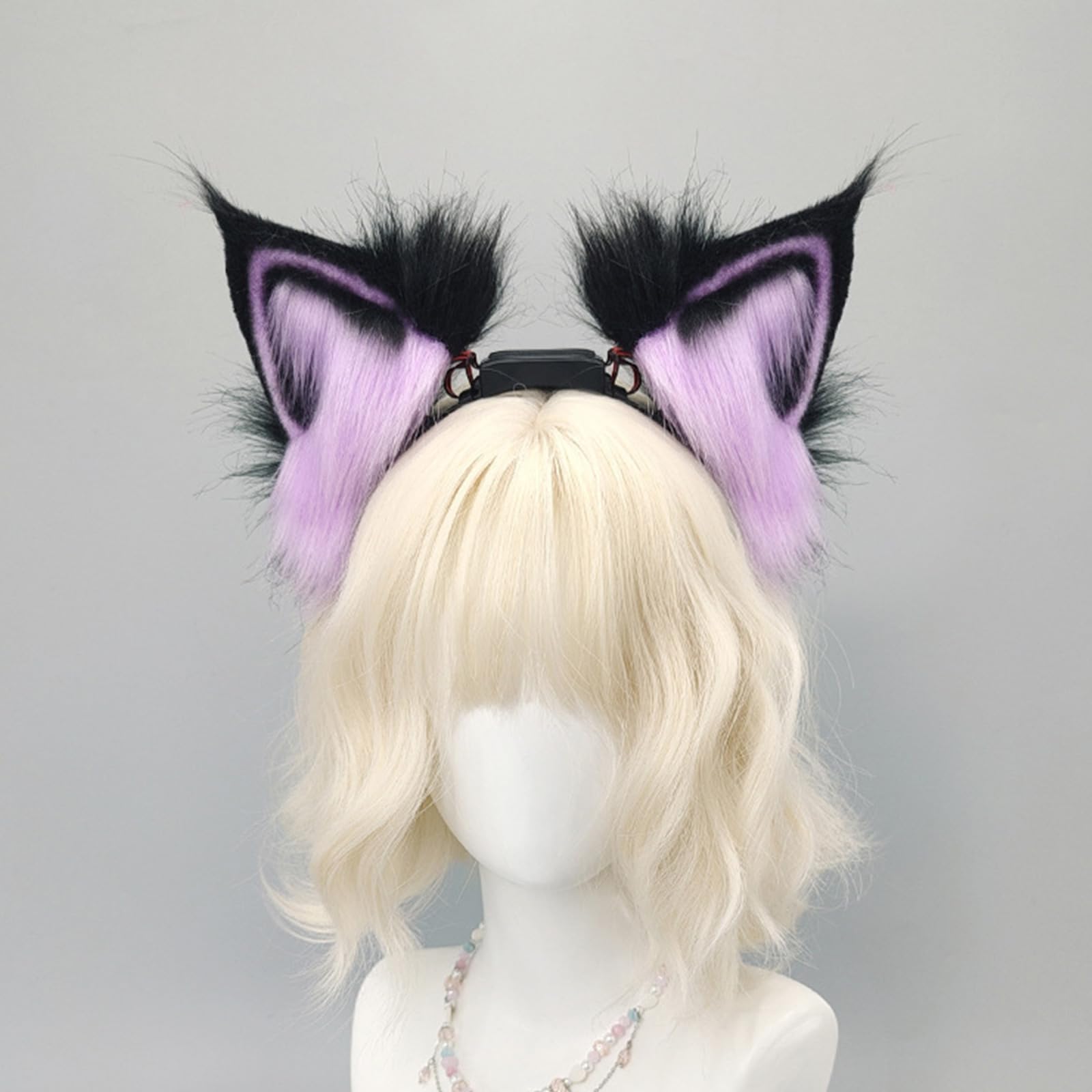 COSPLAY - Diadema de orejas de gatito con orejas de animal, gatito peludo, carnaval, fiesta, animado, disfraz de fiesta peluda, diadema suave y móvil