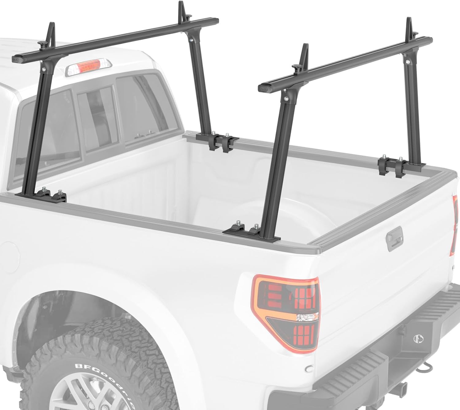 AA-Racks APX25-Lite Extendable Aluminum Pickup Truck Ladder Rack - No Drill Install, 800lb Capacity, Black
