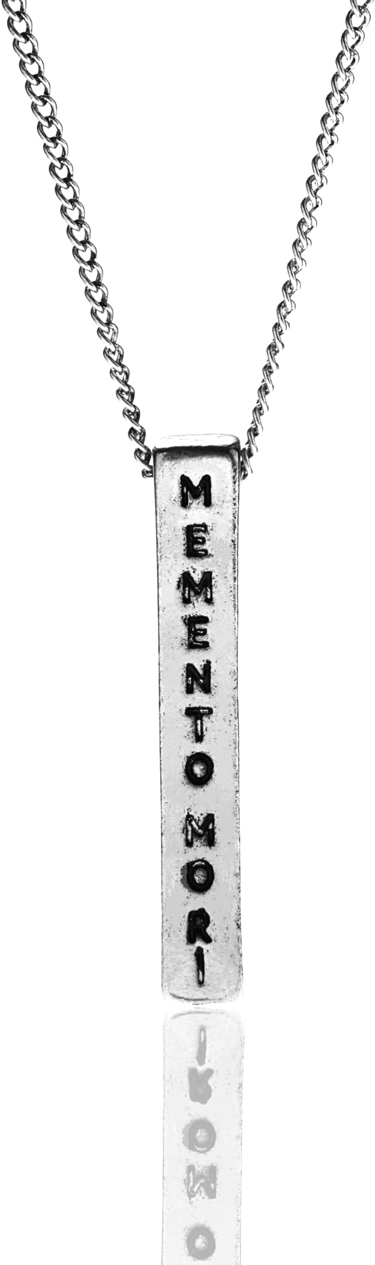 Memento Mori Necklace with AMOR FATI Engraving - Unisex Antique Silver Pendant for Men and Women