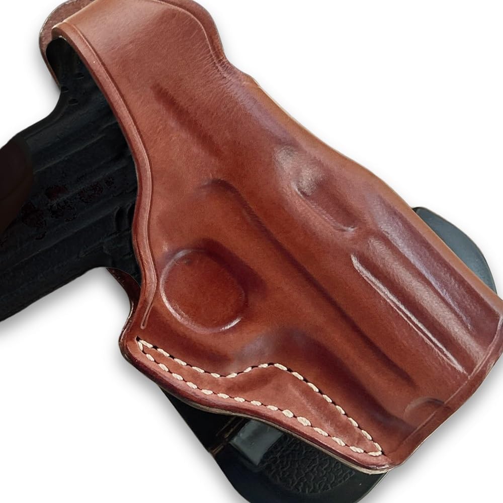 Premium Leather OWB Paddle Holster with Thumb Break Fits, P238 (Please Choose Your Hand Draw) Brown Color