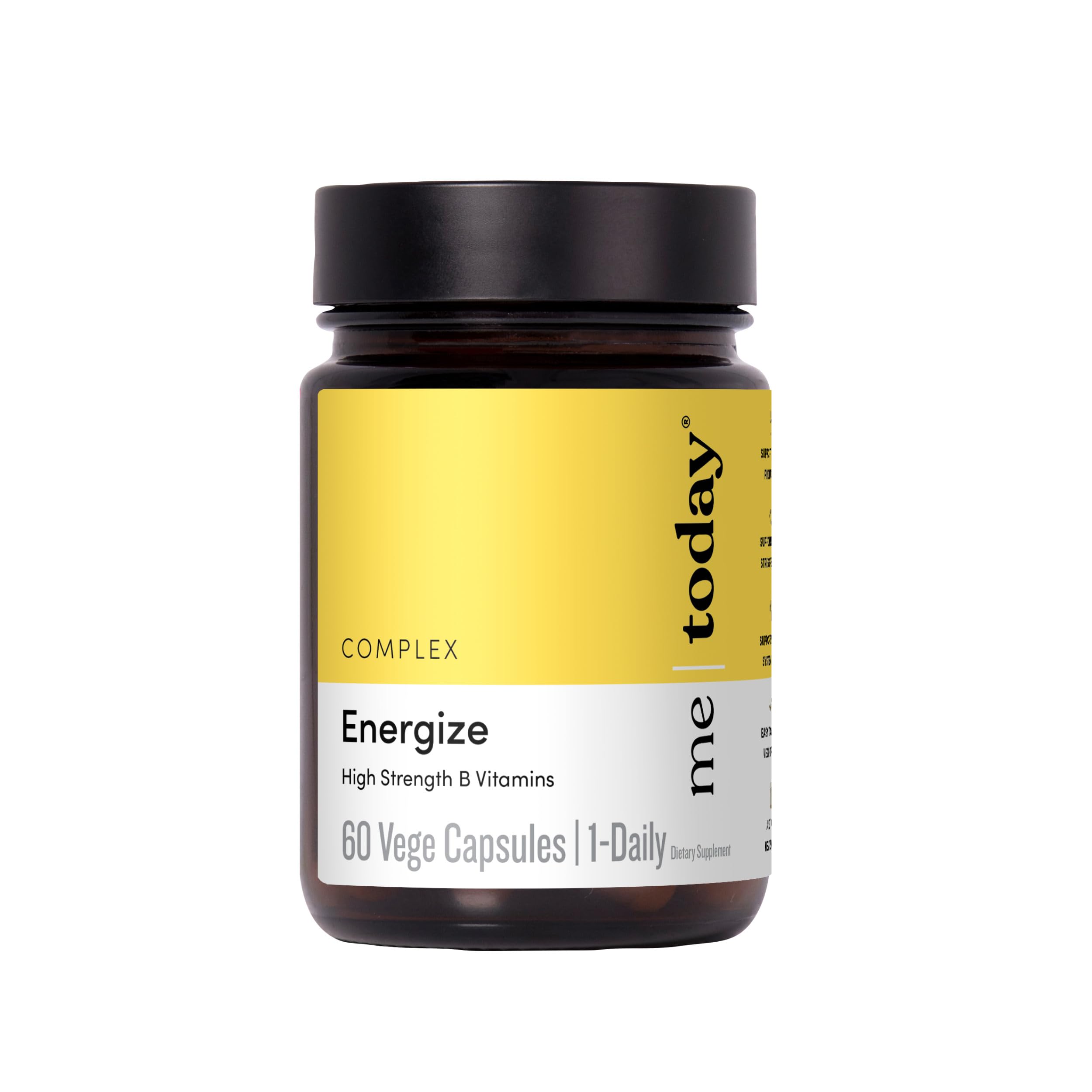 me today Energise Supplement Super B Vitamin B Complex for Men & Women - B6, B12 with Vitamin C, Zinc, Ashwagandha and Siberian Ginseng - Energy and Immune Support - Vegan, 60 Servings