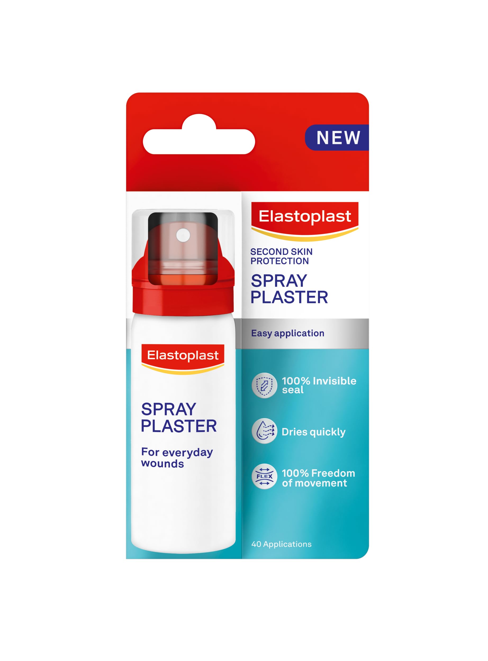 Elastoplast Spray Plaster for Wounds (40ml), Quick-Drying and Easy to Apply on Everyday Abrasions, Flexible and Invisible Wound Dressing, Water-Resistant Protection, Up to 40 Applications