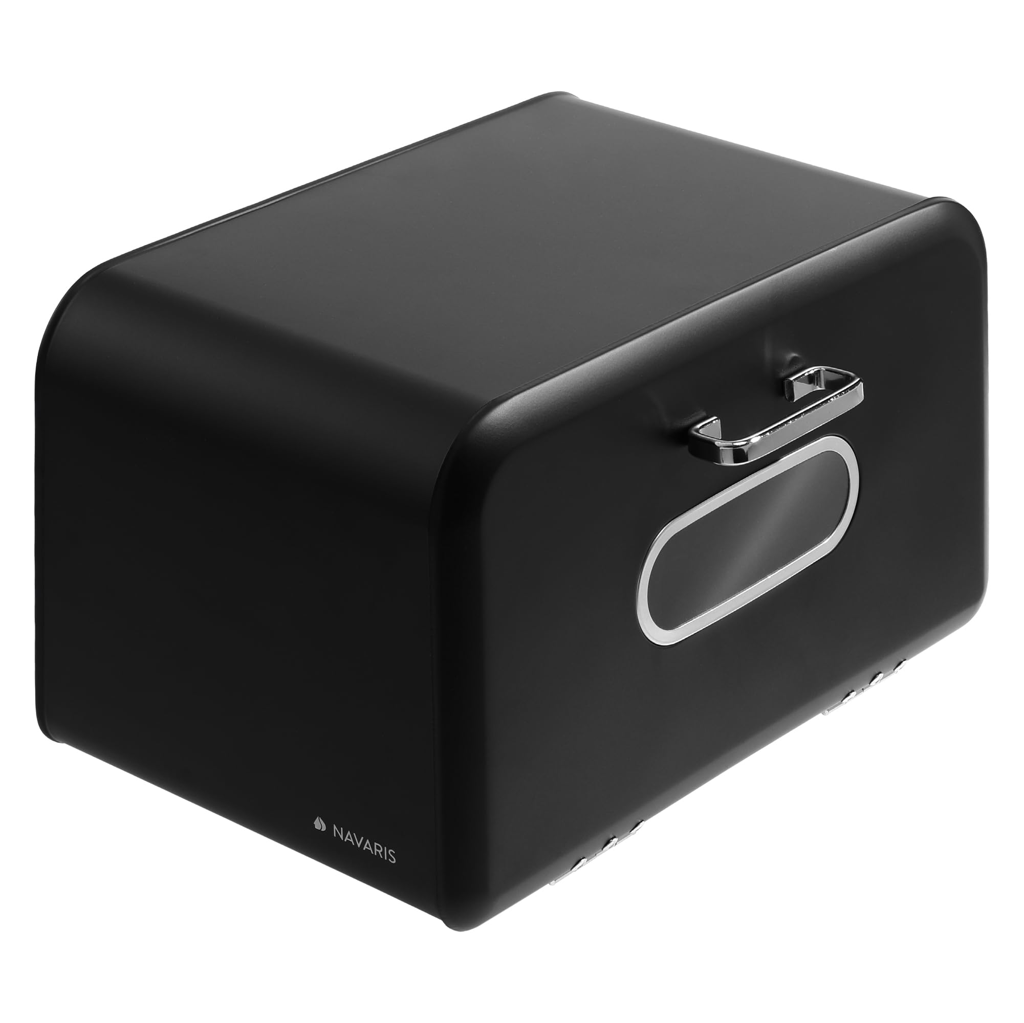Navaris Paneras para Guardar el pan - Panera para Guardar Pan con Diseño Retro - Contenedor de Metal con Tapa y Ventana Frontal - Negro