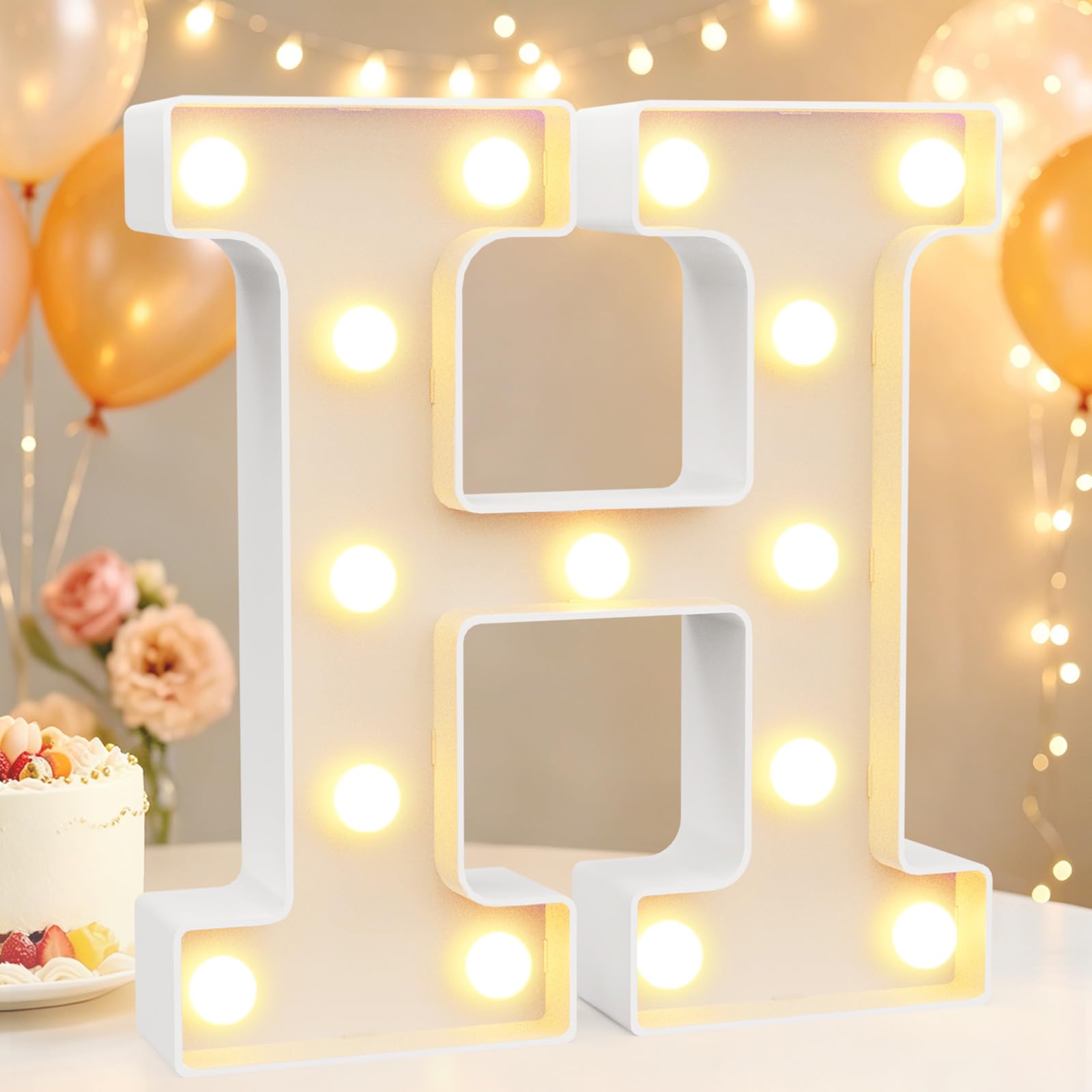 LED Light Up Marquee Letters for Birthday Decorations, Letter H Warm White